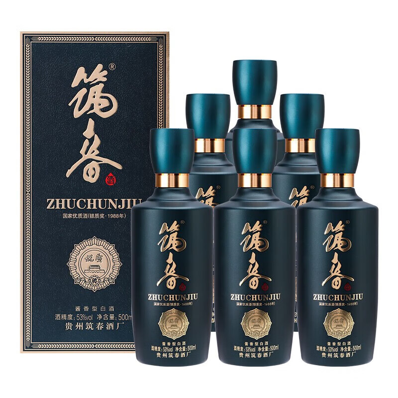 筑春 筑春酒 蓝钻 酱香型白酒 高度酒 整箱装 53度 500mL 6瓶