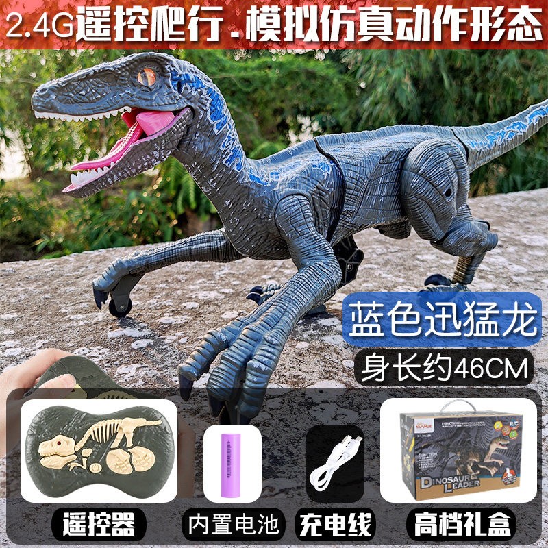 久好 大号遥控恐龙玩具电动智能仿真动物模型可发声侏罗纪迅猛龙霸王 迅猛龙蓝色【充电线+遥控+礼盒】怎么样,好用不?
