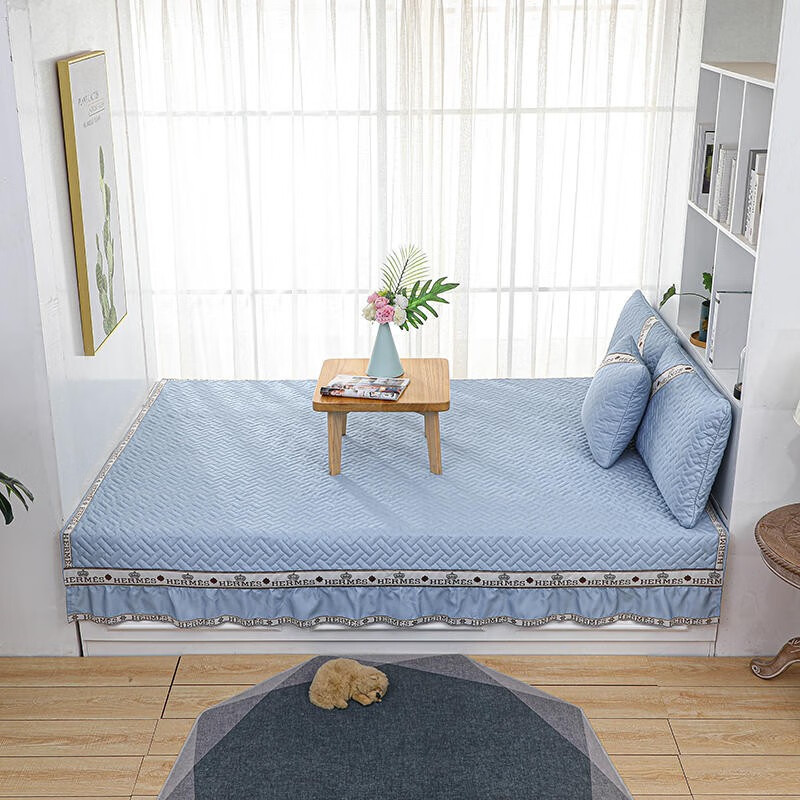 俪之影 床单 榻榻米床盖定制一面床裙加厚夹棉防滑炕单大号棉麻防尘