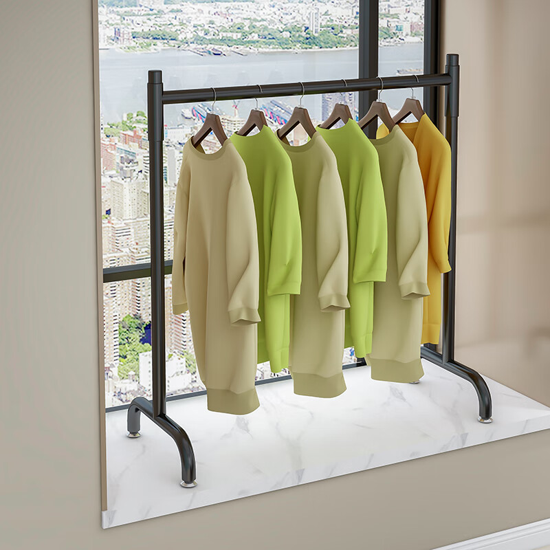 华柯楼飘窗晾衣架落地卧室折叠神器儿童烘挂衣架阳台凉晒单杆家用衣服