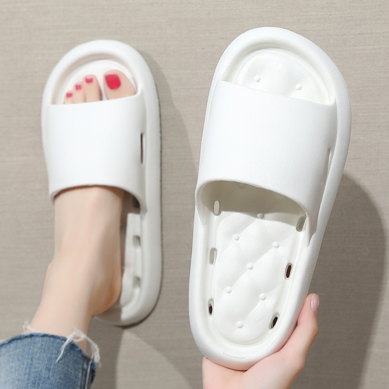 安尚芬凉拖鞋男女士室内外舒适软底情侣防滑漏水浴室拖鞋白色4041适合