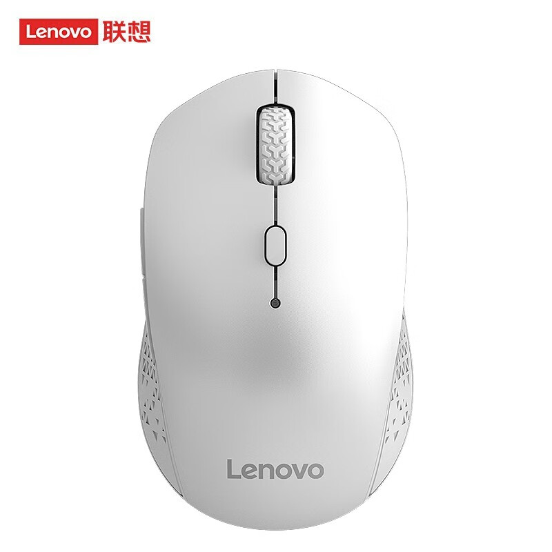 联想(Lenovo) 无线蓝牙双模鼠标 蓝牙5.0/3.0 便携办公鼠标 人体工程学设计 Howard珍珠白
