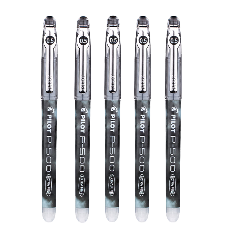 百乐（PILOT） 中性笔BL-P50\P500大容量刷题水笔签字笔黑蓝红色笔学生限定练字考试专用笔 【黑色】0.5MM 【6支装】
