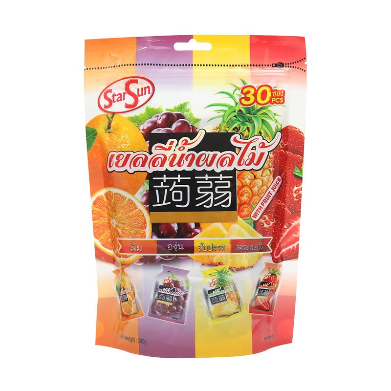 泰国进口StarSun什锦综合果味蒟蒻可吸果冻布丁零食小吃390g 综合果味可吸果冻390g