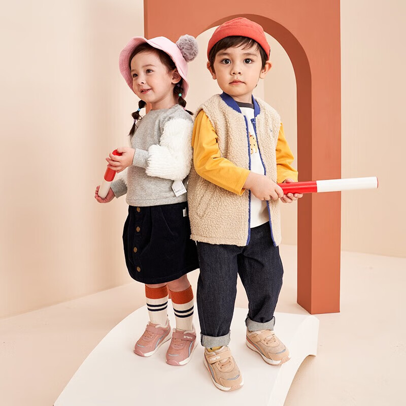 卡特兔童鞋冬季学步鞋女童运动鞋加绒二棉鞋男防滑机能冬鞋宝宝机能鞋子 杏色 24 内长14.5cm  脚长13.6-14.2