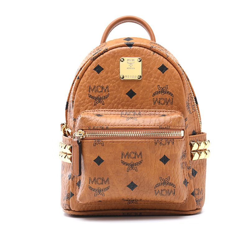 mcm女士铆钉双肩包 背包mmkdsve11 棕色 均码