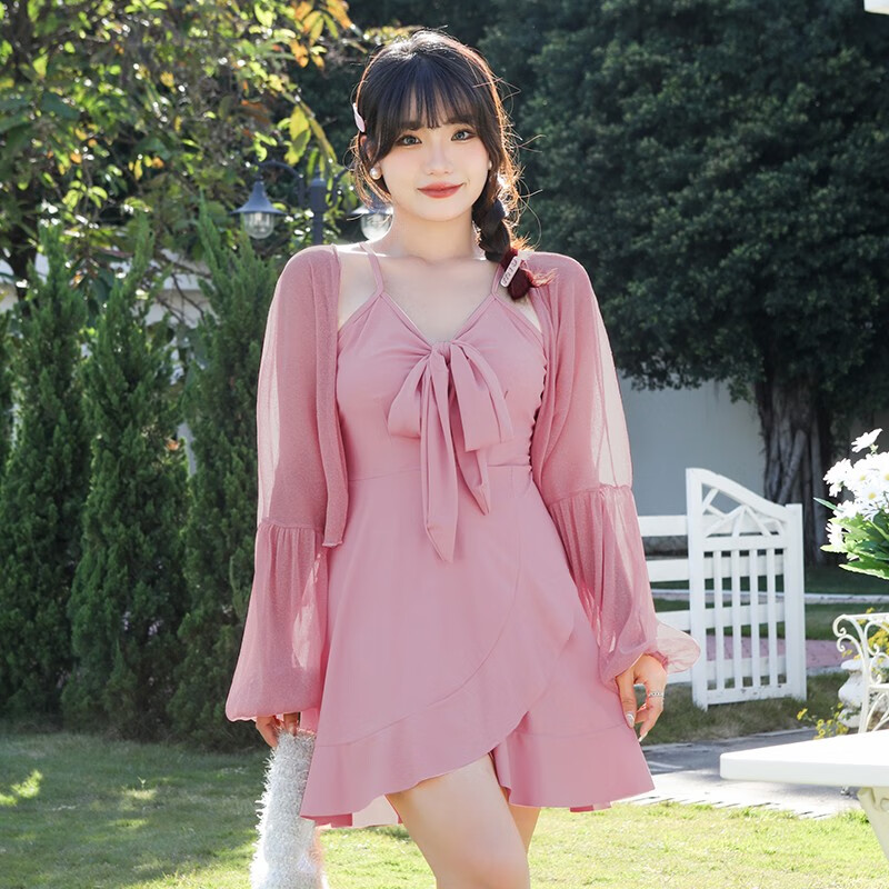 柯帛大码泳衣女200斤裙式连体遮肚显瘦胖妹妹泳装度假泡温泉游泳衣 f