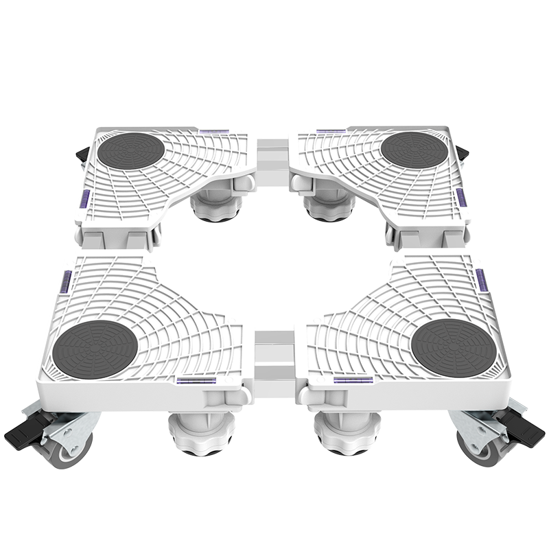 MS 洗衣机底座 冰箱底座架子垫高支架 波轮滚筒洗衣机托架 移动洗衣机架子通用脚垫 4柱4双轮双杆白色 XDS1