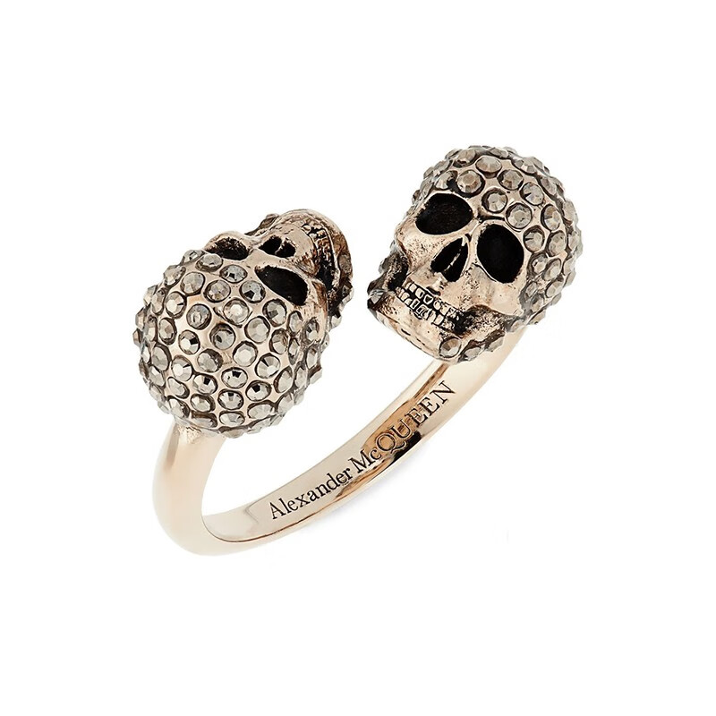 亚历山大麦昆(alexander mcqueen)女士水晶镶嵌骷髅头戒指 582711 j