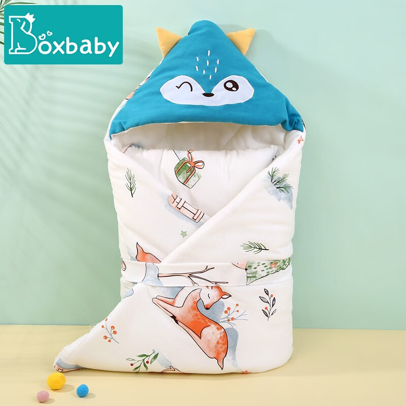 boxbaby婴儿抱被秋冬加厚包被保暖防惊跳襁褓新生儿小被子防踢被外出包被 开心恐龙（加棉款/5-15℃）