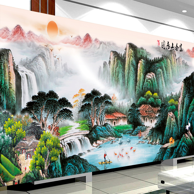 蒙娜丽莎十字绣旭日东升十字绣2020线绣客厅风景山水大画富春山居图