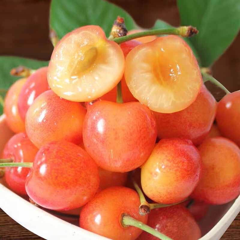 文枝大连黄水晶樱桃车厘子新鲜水果佳红3斤东北黄蜜中国冷链 1500g l