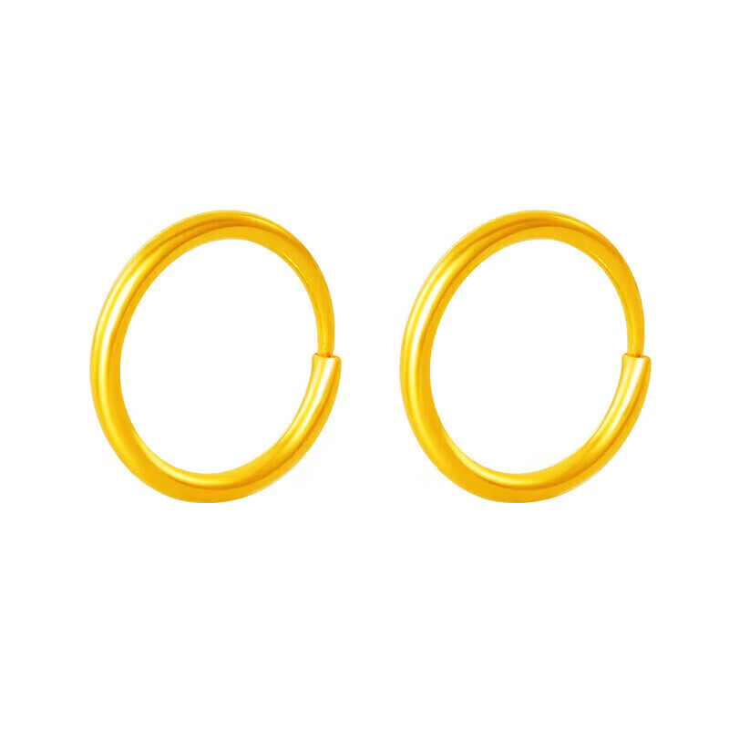 菜百首饰 黄金耳饰 女款足金素面抛光耳环 计价 约0.85克