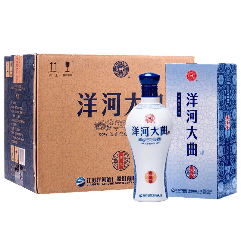 洋河大曲 蓝瓷 42度480ml 绵柔浓香型白酒纯粮酿造白酒 42度 480ml 6