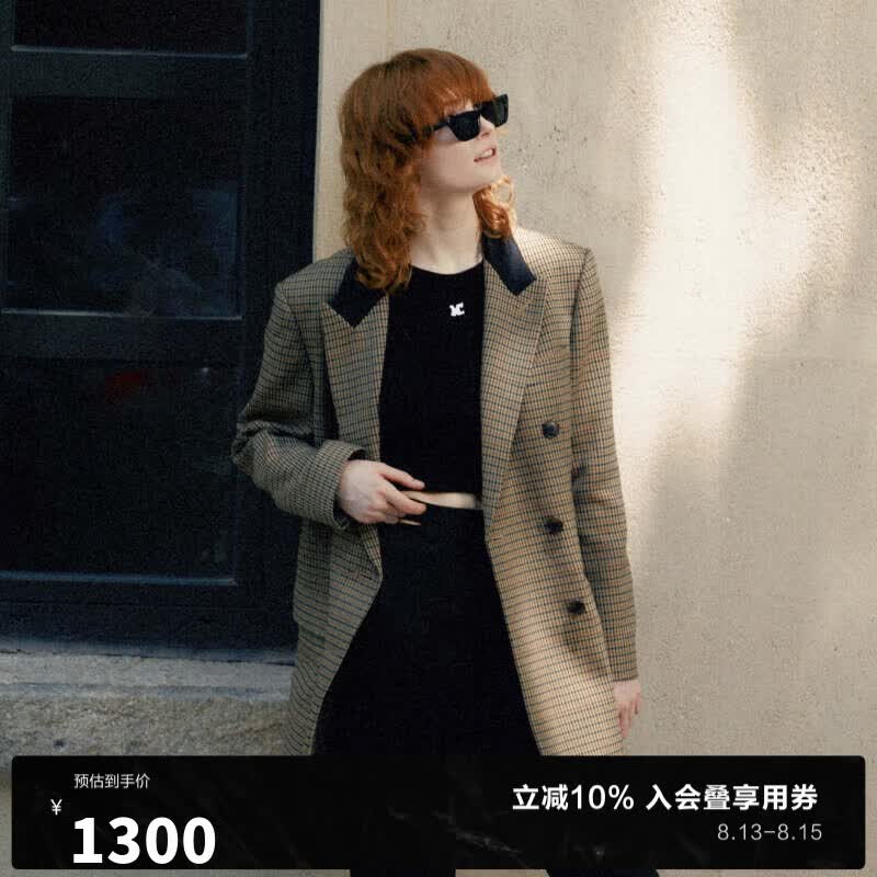 MO&Co.秋季千鸟格撞色戗驳领宽肩毛呢西装外套MBB3COTT26 多色格纹 M/165怎么样,好用不?