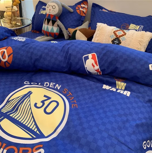 晶览四件套学生宿舍男生篮球库里勇士球迷床单被套被罩四件套四季通用 金州勇士-客 1.2米三件套(宿舍床)