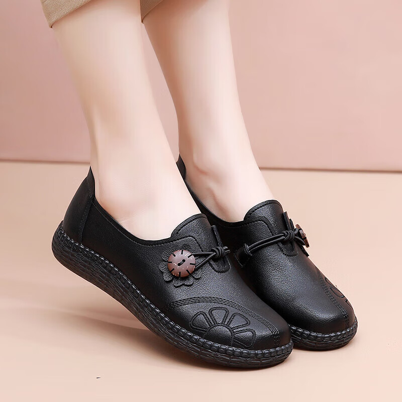 didgeridoo复古新款妈妈鞋春夏款中老年人单鞋平底舒适女鞋大码软底