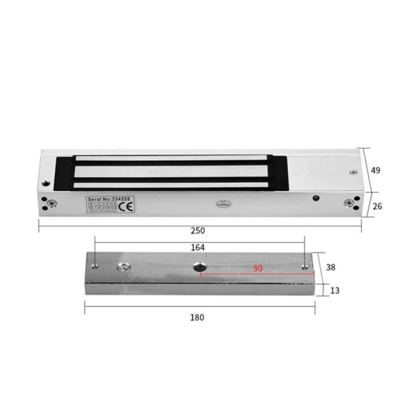 汉域 磁力锁 电磁锁防水反馈玻璃门禁明装安装挡门器 280kg磁力锁明装