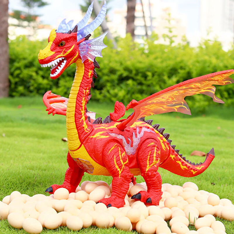 下蛋的霸王龙仿真动物儿童男孩仿真动物玩具 遥控翼龙天蓝色(电池板)