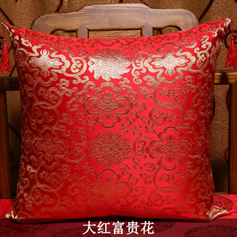 窗边故事中式家具抱枕腰枕靠枕椅子抱枕沙发靠垫套中国风靠垫 大红