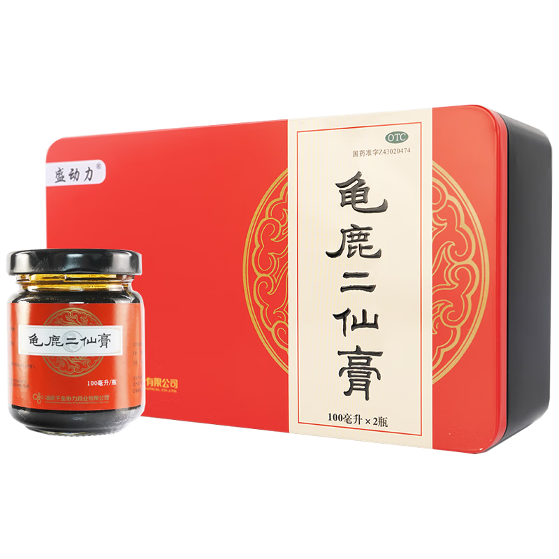千金盛动力龟鹿二仙膏100ml*2瓶 补肾益精固精补气养血二仙胶鹿角枸杞用于肾虚精亏的腰膝痠软男女滋补