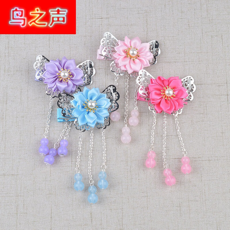 儿童发饰复古发夹发卡唐装发饰流苏发卡女童公主头饰 短流苏随机一个