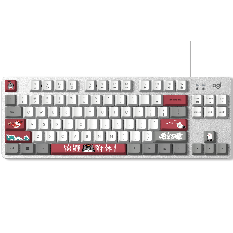 羅技（Logitech）K835機械鍵盤 有線鍵盤 游戲辦公鍵盤 84鍵 白色 TTC軸 青軸-吾皇萬睡系列