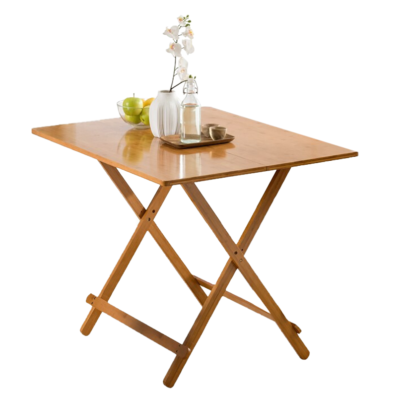工来工往折叠桌折叠餐桌子饭桌家用实木餐桌吃饭桌子小户型方桌楠竹饭桌简易便携餐桌小方桌休闲麻将桌 原木色