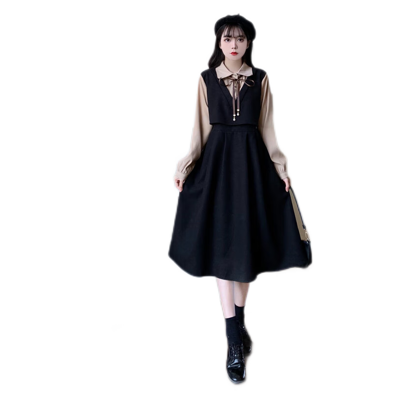 鉑朗尼奧高三學生成人禮服女18嵗禮服高中生畢業(yè)春季裙子鋼琴演奏少連衣裙 黑 長袖 3XL