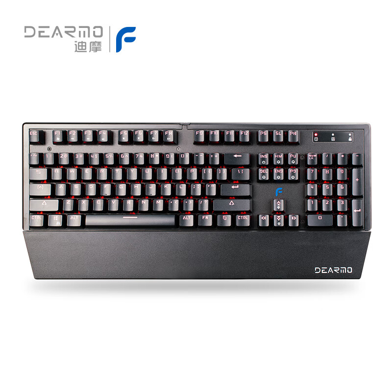 迪摩（DEARMO）F9机械键盘有线键盘游戏键盘单色红光键盘金属面板笔记本电脑键盘 黑色 光轴