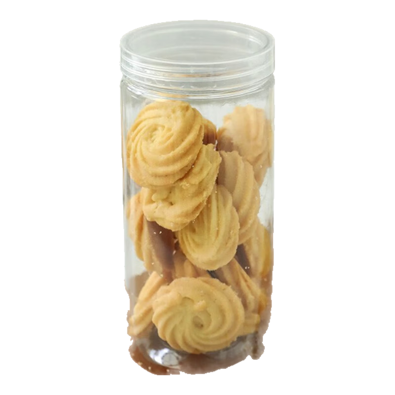 劣狐狐帶蓋餅干桶包裝盒烘焙雪花酥曲奇蛋糕盒手提燙金壓紋罐裝禮盒空盒 透明蓋高塑料罐 10只