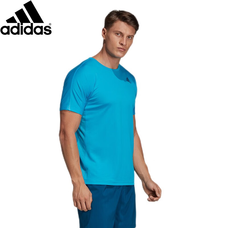 ADIDAS阿迪达斯运动短袖上衣羽毛球服 男款 DX0072浅蓝色 XL