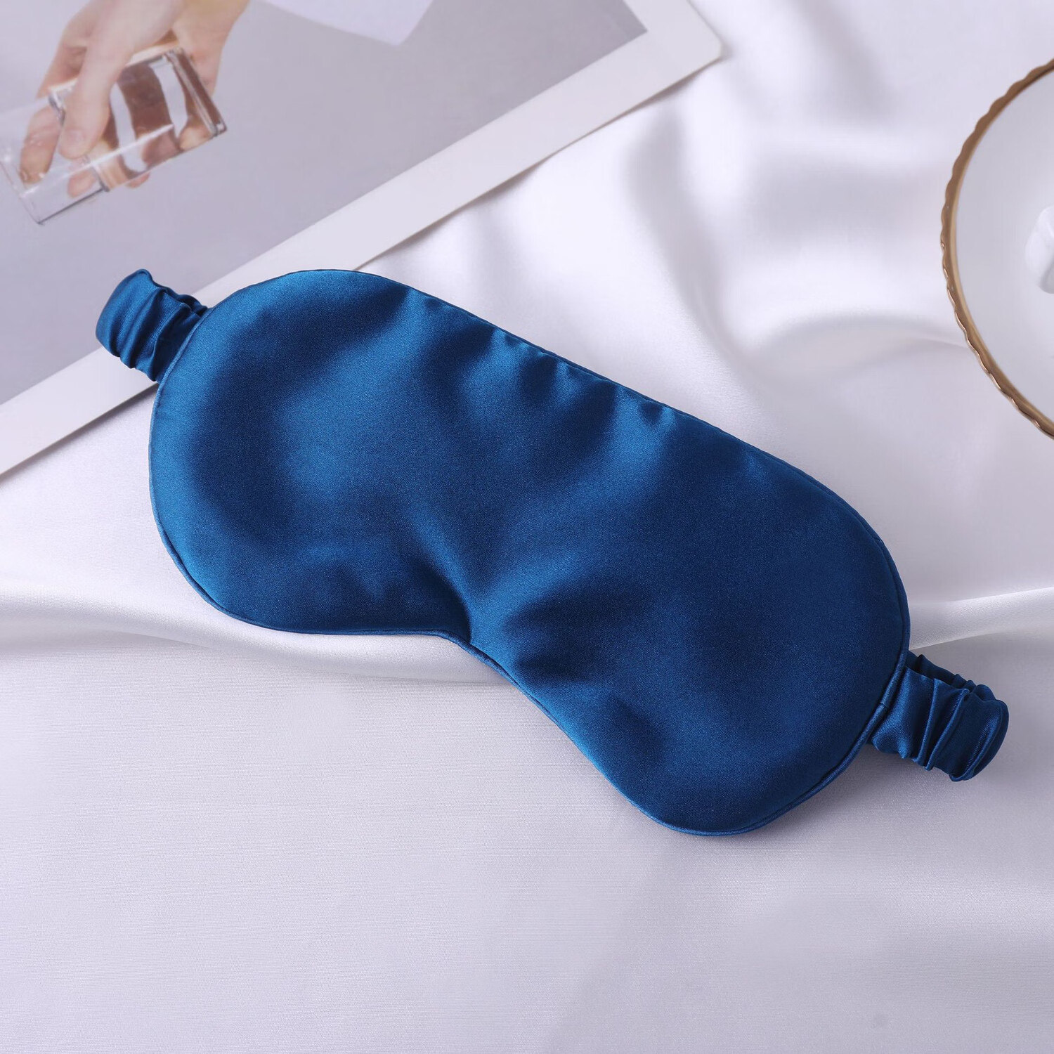 真丝眼罩100%桑蚕丝睡眠防光眼罩16-22姆米丝绸护眼罩 【22姆米真丝丨孔雀蓝】丝滑柔软-顶配版