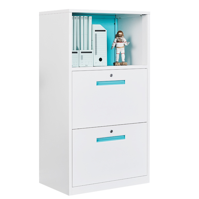 简友钢制带锁矮柜办公室资料档案柜文件柜抽屉柜收纳斗柜储物柜桌边柜 梨花白一斗一空格
