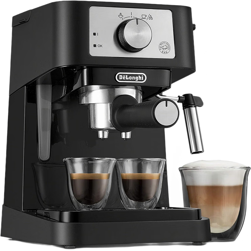 德龙(delonghi)stilosa 手动浓缩咖啡机,拿铁和卡布奇诺咖啡机,15 巴