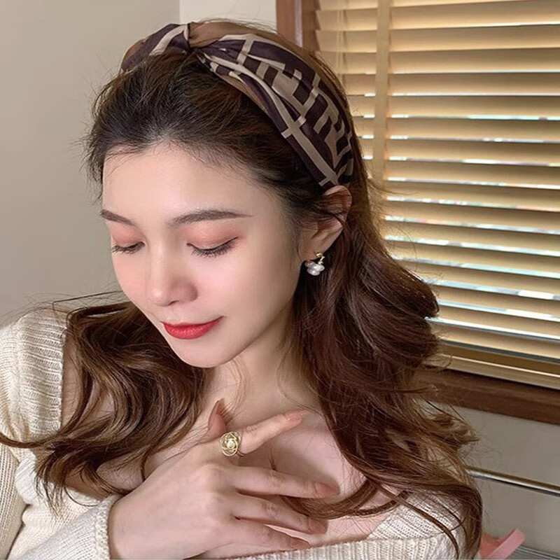 目柔 拼色發(fā)箍女洗臉頭箍碎發(fā)壓發(fā)圈韓式甜美氣質(zhì)高顱頂百搭發(fā)飾 咖色拼色發(fā)箍 T0622A
