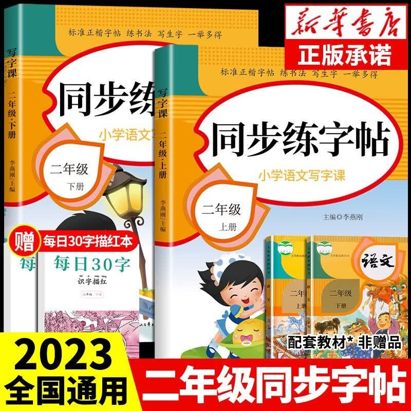 2023新版 二年级上册练字帖语文同步字帖人教版上学期课本教材每日一练小学生正版儿童楷体临摹笔顺笔画写字天天练下册暑假课课练 【全2册】语文字帖上册+下册