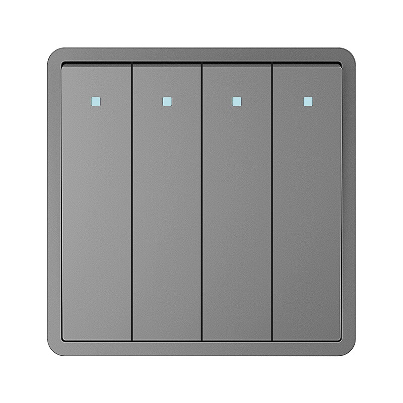 86型四开单控家用暗装四位单控四开单联开关工业灰色面板