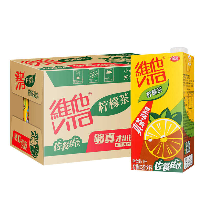 维.他柠檬茶1l*12盒大瓶家庭装柠檬味1升茶饮料维.