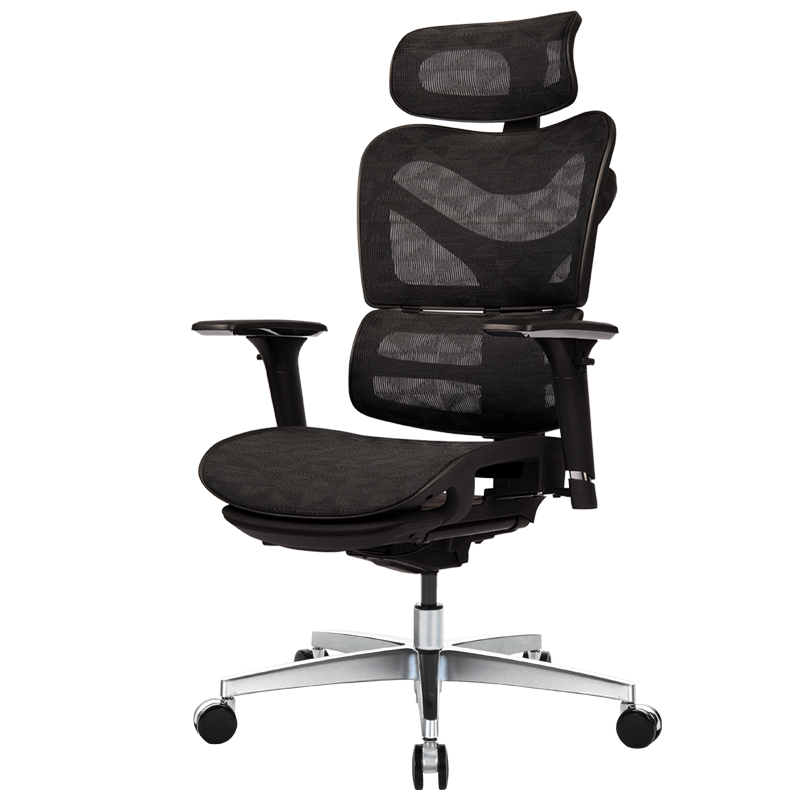 震旦 AURORA 电脑椅 人体工学办公椅子 家用电竞椅 可躺转椅 线控全网老板椅 升级带脚踏 CEMC黑色