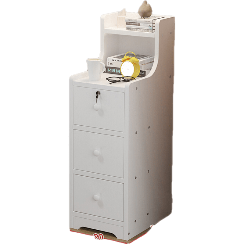 超窄床头柜20/25/33简约现代迷你床边小柜子简约卧室小型收纳储物柜 【双抽款】浅胡桃色33*26*40cm 组装