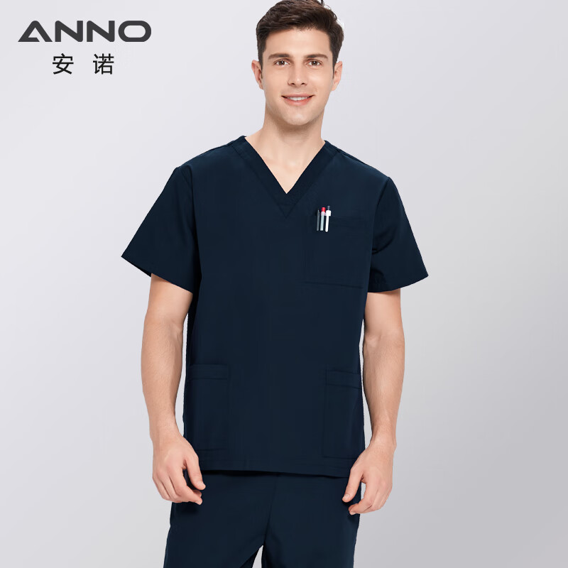 anno安诺/anno 洗手服洗手衣男女衣服护士服短袖衣 可定制印花绣花 黑