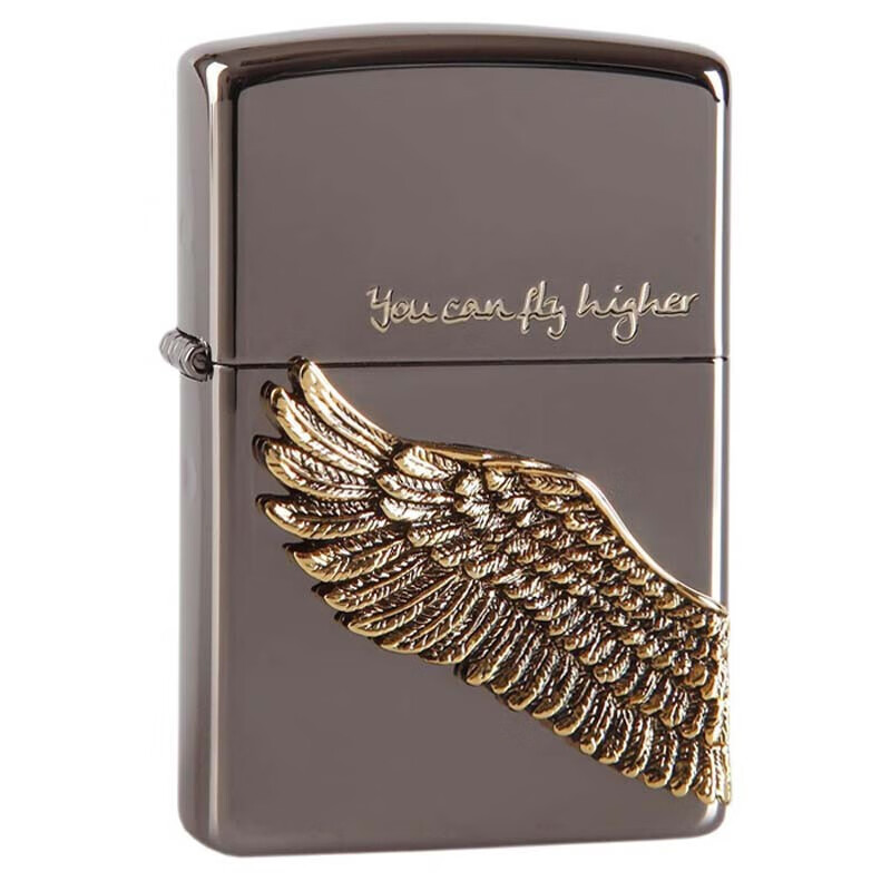 zippo芝宝原装zippo煤油打火机防风黑冰天使之翼飞得更高打火机