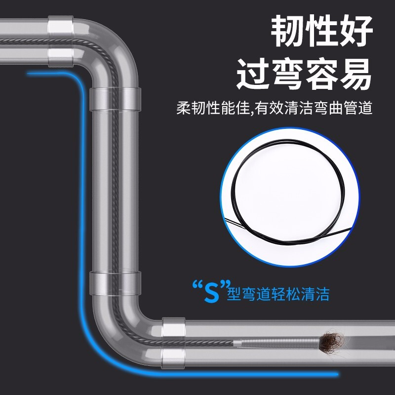 艾森林下水道疏通器管道疏通神器家用四爪钩毛发异物通厕所马桶夹取器 3米四爪抓取疏通器