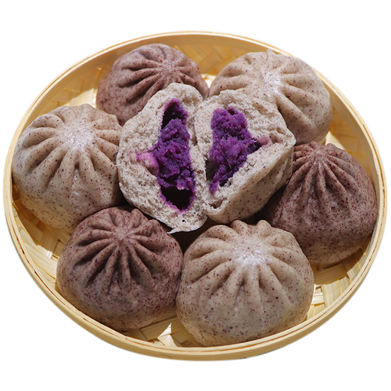 回鄉(xiāng)齋 黑米山藥包紫薯包兒童早餐食品半成品速食早點(diǎn)饅頭包子加熱即食 兩種口味各2袋共24個(gè)裝
