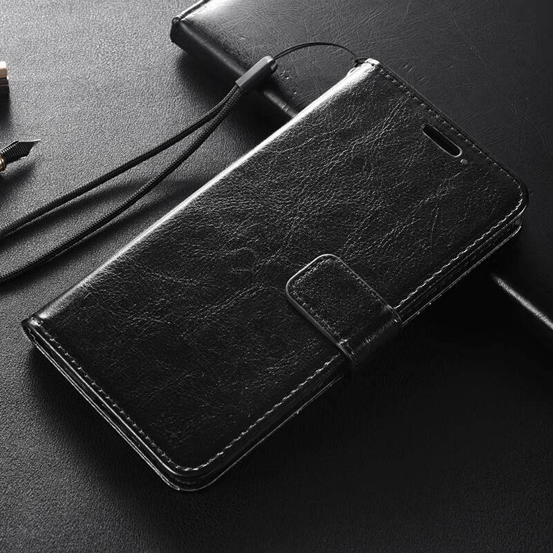 阿峻科科6.95英寸华为荣耀note10手机壳翻盖式皮套RVL一AL09保护硅胶套rvlal09防摔 皮套黑色【荣耀Note10】+全屏钢化膜+挂绳