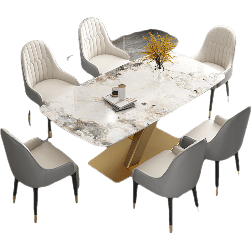 非洲鹰轻奢岩板餐桌家用大户型桌椅组合意式亮光高端长方形现代简约饭桌 130*70岩板餐桌