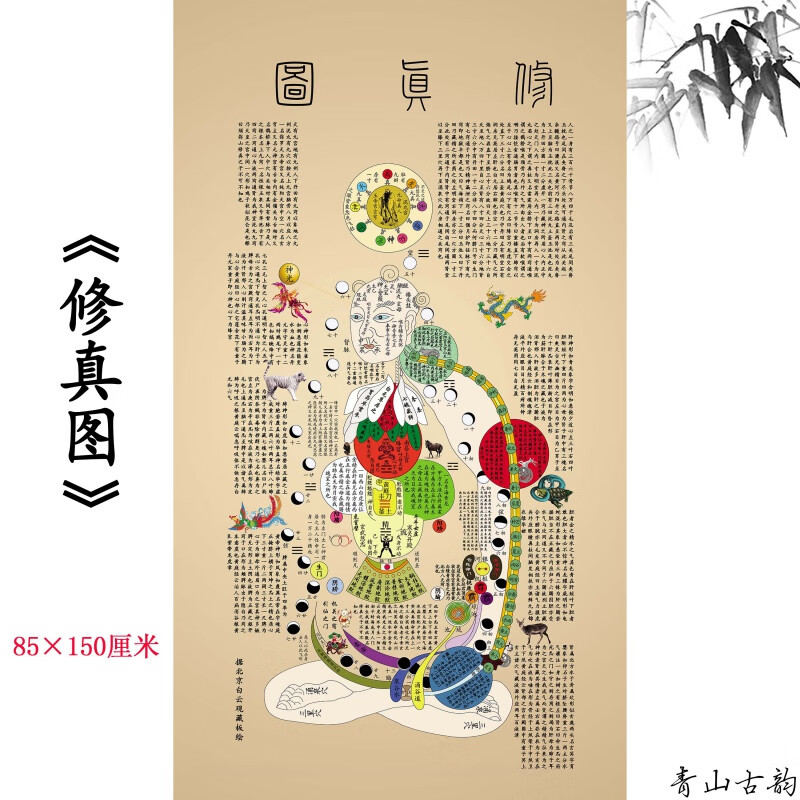 人体穴位图中医馆挂画装饰画高清画心微喷复 《修真图》画心未装裱