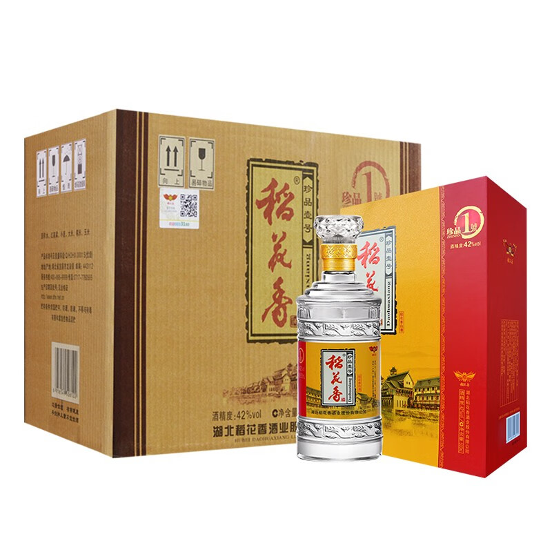 稻花香 白酒 42度浓香型 珍品一号 500ml*4瓶 整箱礼盒装 (内送4支手提袋）