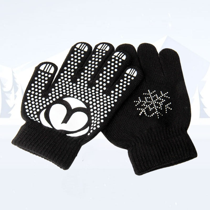 米高滑冰手套加厚防滑烫钻花样点胶防摔冰舞滑冰手套儿童男女成人